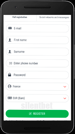 22Bet mobile registration for Android