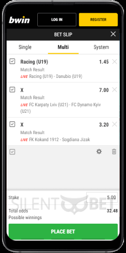 The Betslip in Bwin's Android App