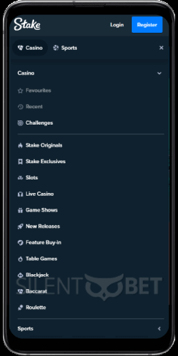 Stake mobile menu Android