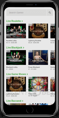 Unibet Mobile Casino Live