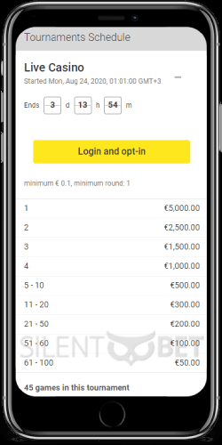 Tournaments in Unibet iOS Casino
